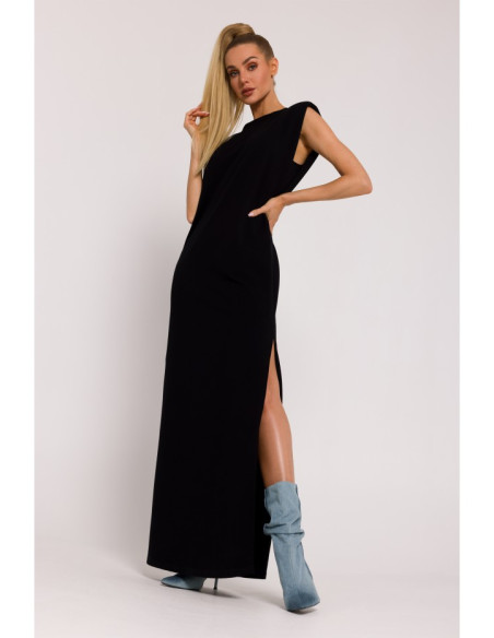 M790 Shoulder pad maxi dress - black M790 Shoulder pad maxi dress - black