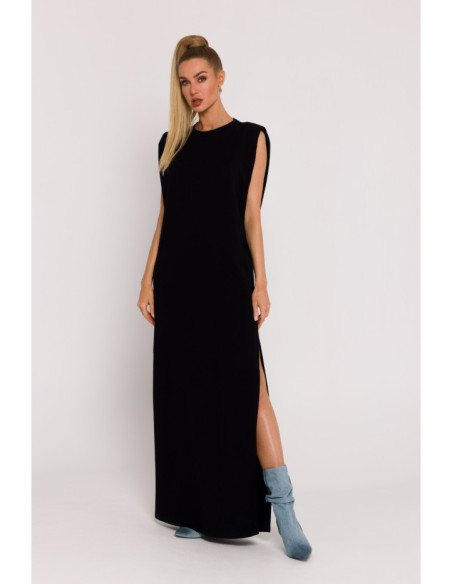 M790 Shoulder pad maxi dress - black M790 Shoulder pad maxi dress - black