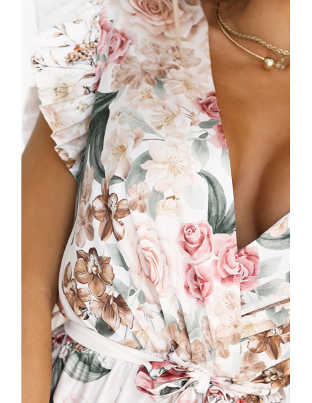 609-1 Satino maksi suknelė su gilia iškirpte ir gėlių ombre - boho elegancija   609-1 Satino maksi suknelė su gilia iškirpte ir gėlių ombre - boho elegancija