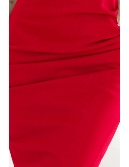 564-10 CALLIE Midi suknelė su iškirpte ant pečių - raudona   564-10 CALLIE Midi suknelė su iškirpte ant pečių - raudona