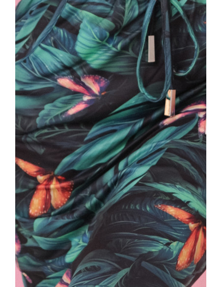 13-166 Sportinė suknelė su kišenėmis ir kaklaraiščiais - 3D lapai   13-166 Sportinė suknelė su kišenėmis ir kaklaraiščiais - 3D lapai