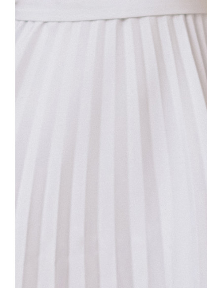  311-20 LILA Plisuota suknelė trumpomis rankovėmis ir diržu - pilka 