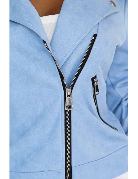481-3 Zomšinė dviratininko striukė ilgomis rankovėmis ir užtrauktukais - šviesiai mėlyna   481-3 Zomšinė dviratininko striukė ilgomis rankovėmis ir užtrauktukais - šviesiai mėlyna