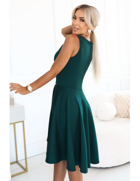 575-2 Platėjanti suknelė su įspūdinga ilgesne nugara butelio žalia   575-2 Platėjanti suknelė su įspūdinga ilgesne nugara butelio žalia