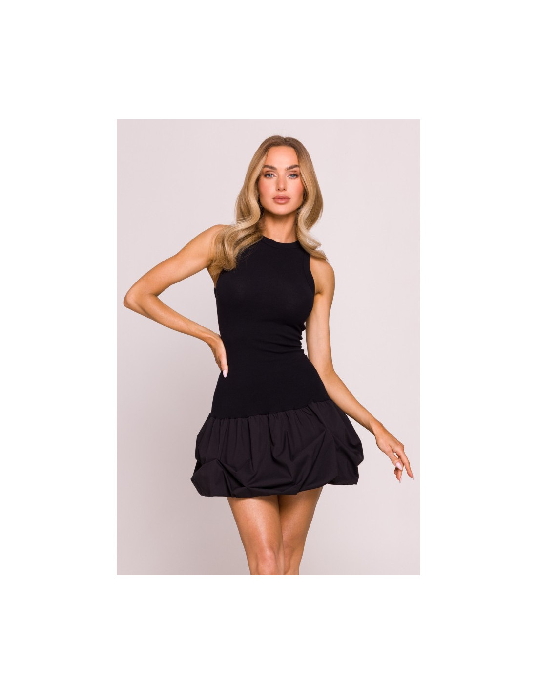 M863 Suknelė su margu sijonu - juoda