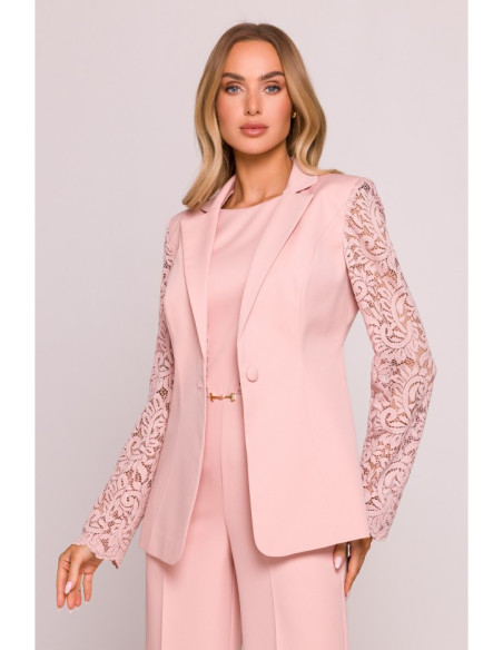 M865 Striukė su nėriniuotomis rankovėmis - pudros mėlyna