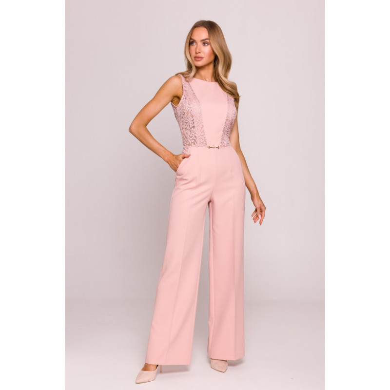 M866 Kombinezonas su nėrinių intarpais - pudros mėlyna