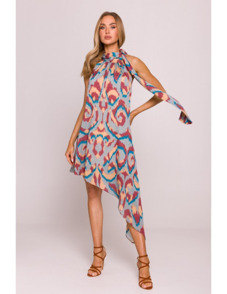 M867 Šifoninė suknelė su kaklu - 2 modelis