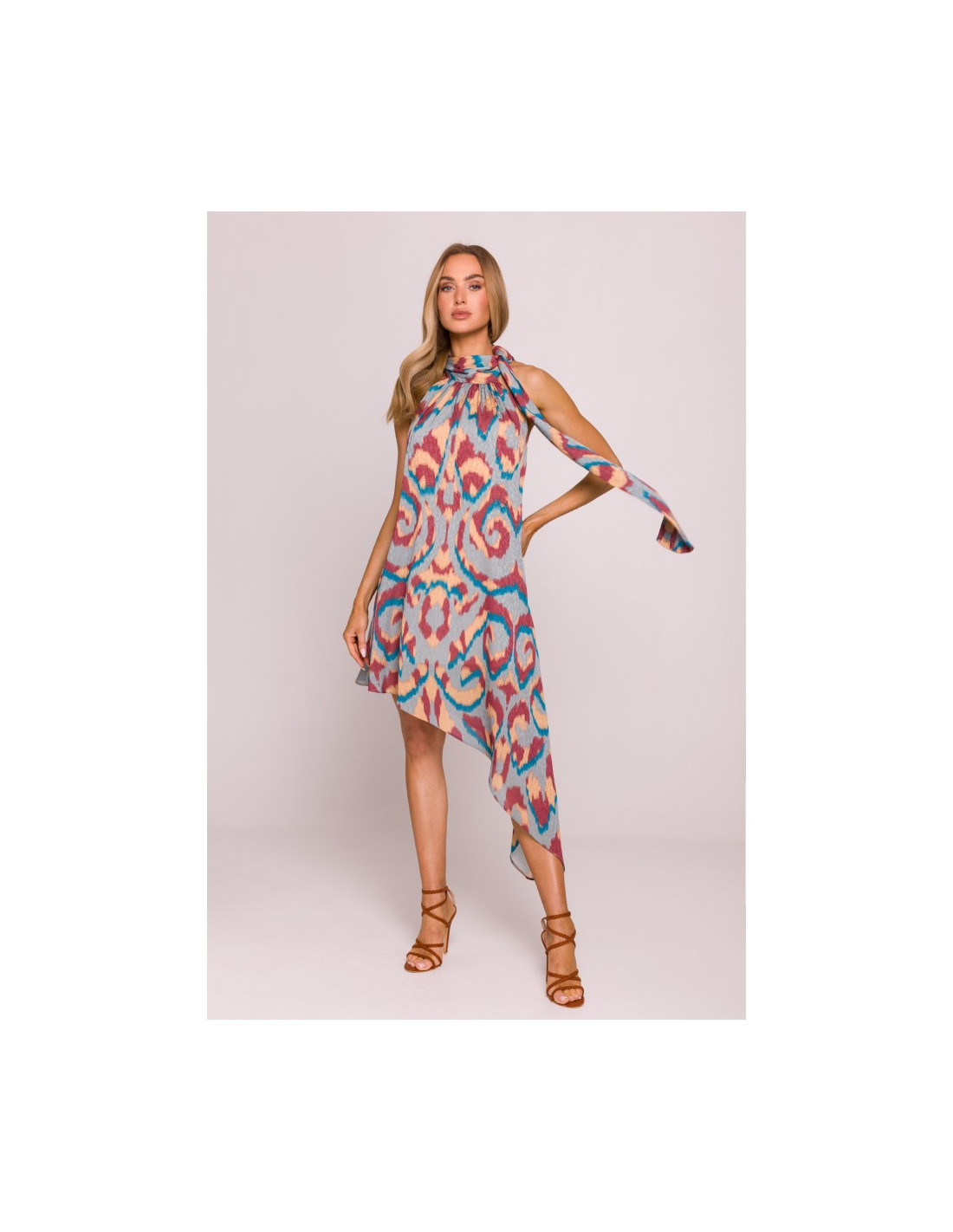 M867 Šifoninė suknelė su kaklu - 2 modelis