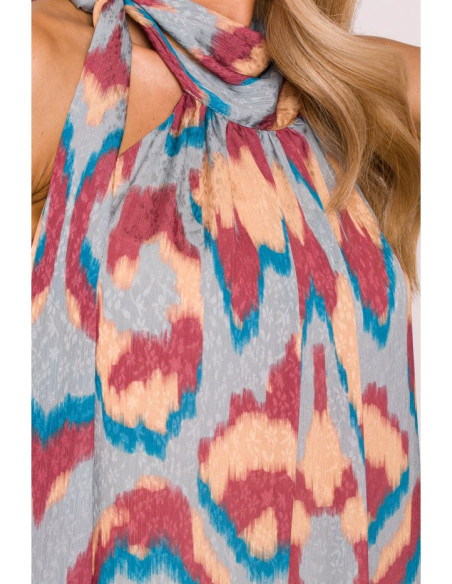 M867 Šifoninė suknelė su kaklu - 2 modelis