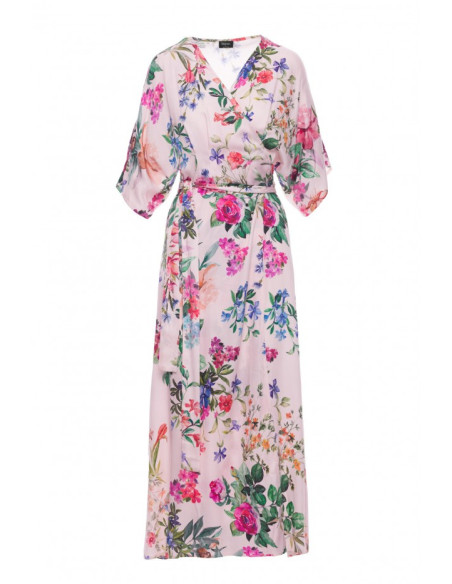 S405 Raštuota maxi suknelė su voku - 1 modelis