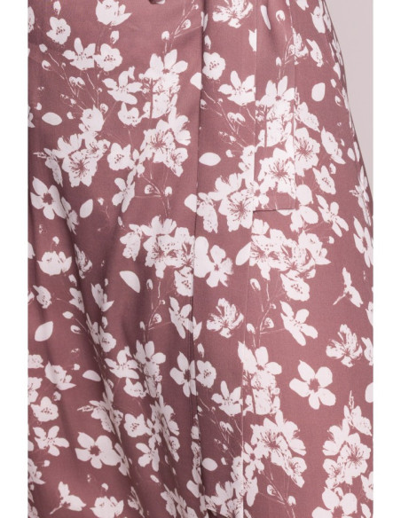 S405 Raštuota maxi suknelė su voku - 2 modelis