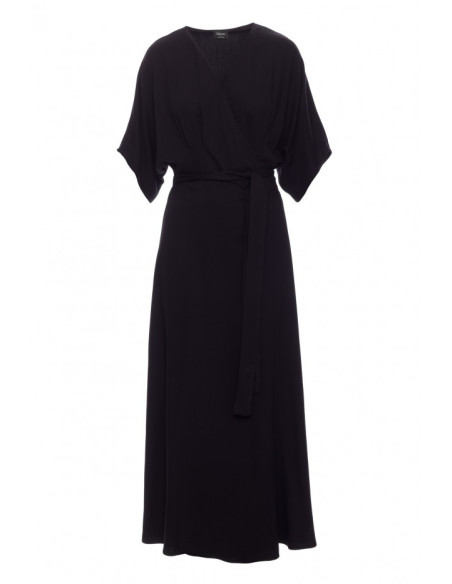 S406 Maksi suknelė iš viskozės - juoda