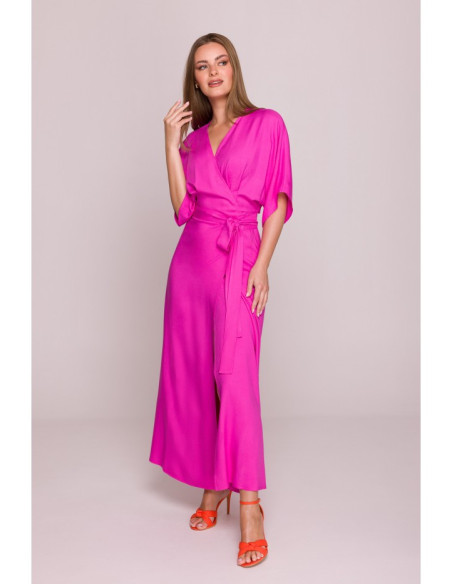 S406 Maksi suknelė iš viskozės - alyvinė