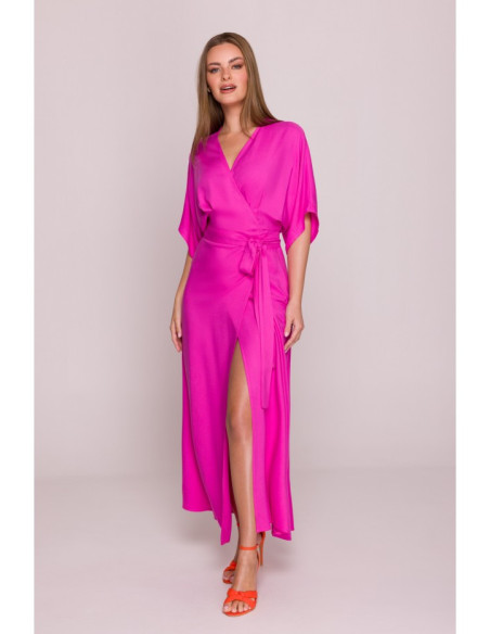 S406 Maksi suknelė iš viskozės - alyvinė