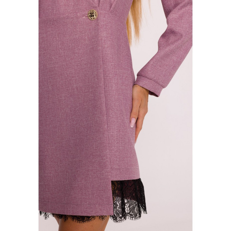 M871 Tvido suknelė su nėriniais - marsala 2