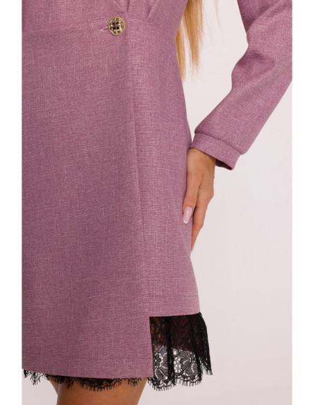 M871 Tvido suknelė su nėriniais - marsala