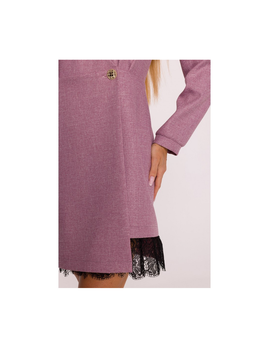 M871 Tvido suknelė su nėriniais - marsala