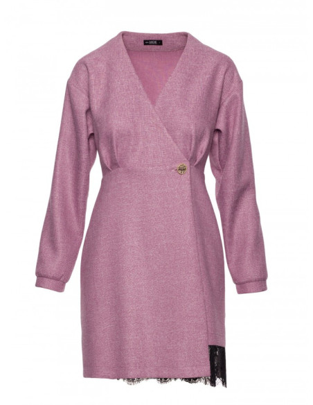 M871 Tvido suknelė su nėriniais - marsala