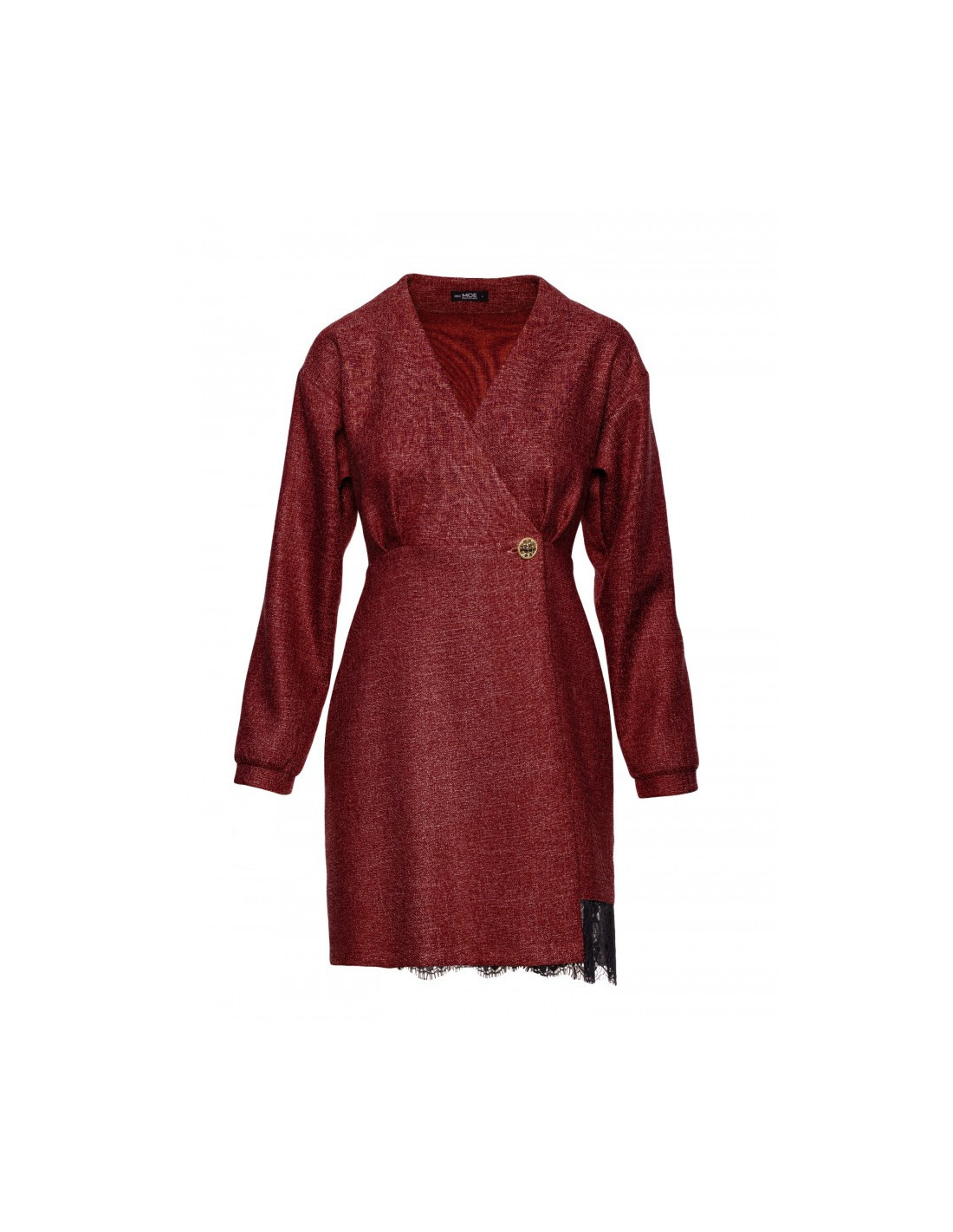 M871 Tvido suknelė su nėriniais - bordo spalvos