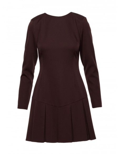 M872 Suknelė su kontrastingomis klostėmis - ruda