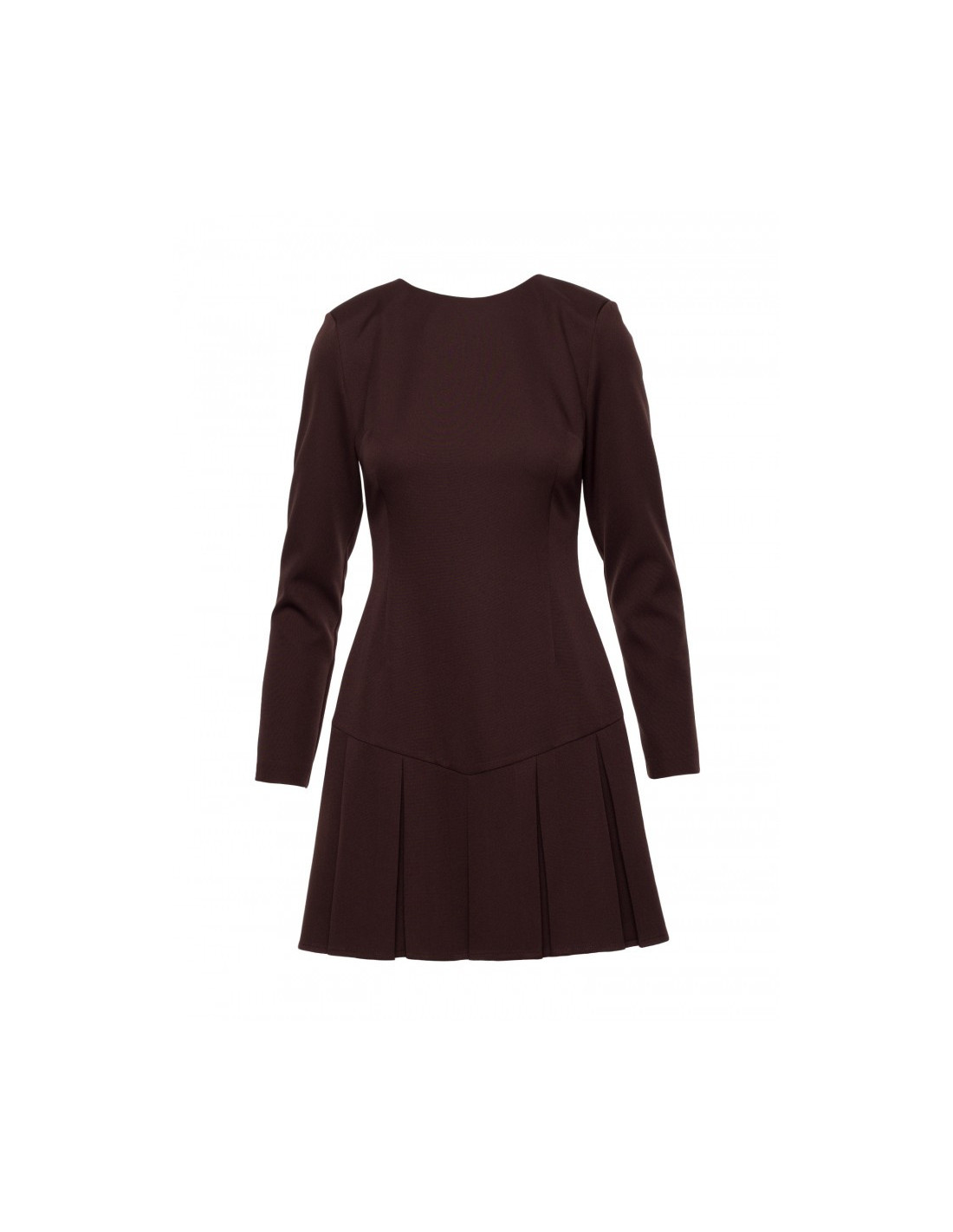 M872 Suknelė su kontrastingomis klostėmis - ruda
