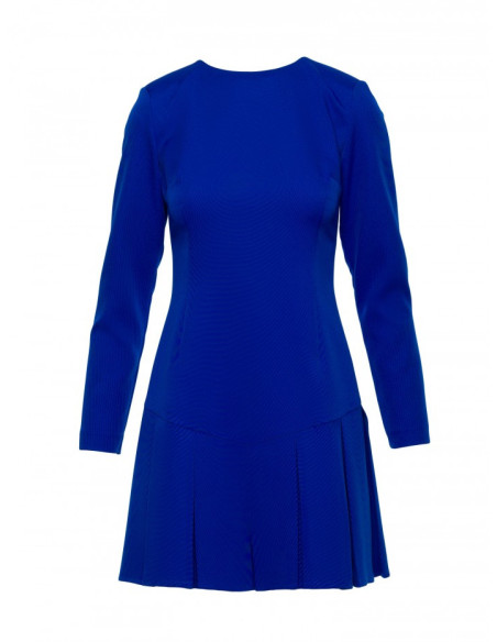 M872 Suknelė su kontrastingomis klostėmis - rugiagėlių mėlyna