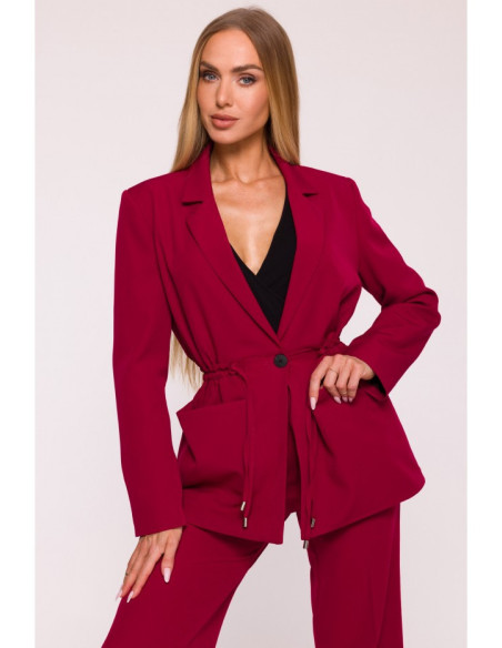 M873 Raukšlėtas liemeninis švarkas - bordo spalvos