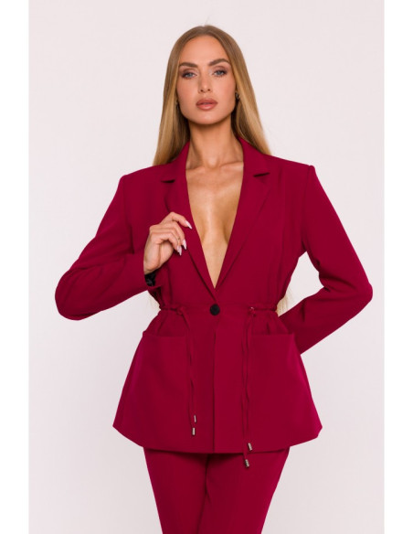 M873 Raukšlėtas liemeninis švarkas - bordo spalvos