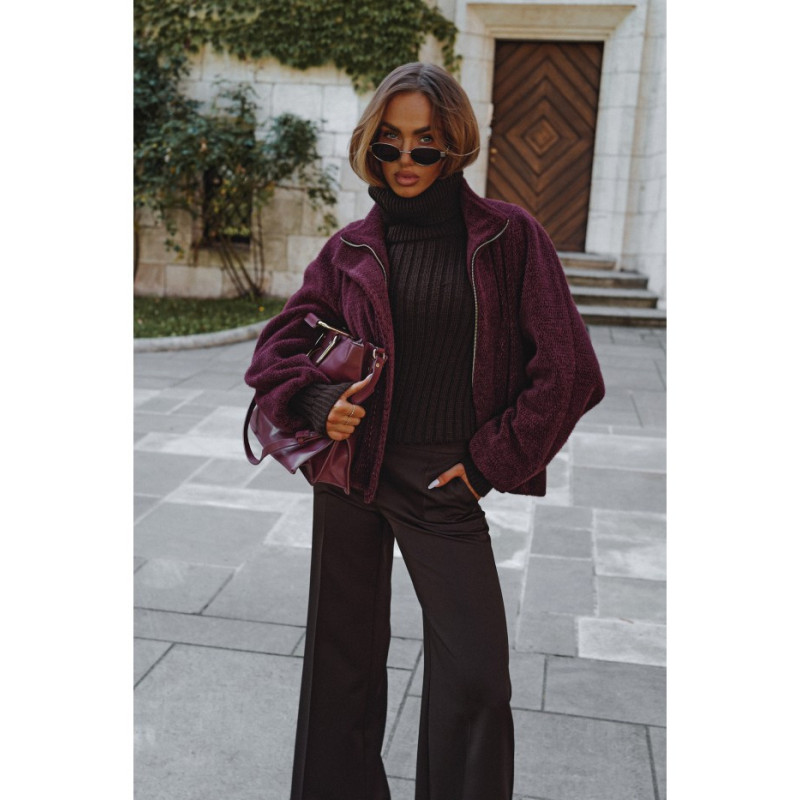 M885 Paltas trikotažinis švarkas - bordo spalvos