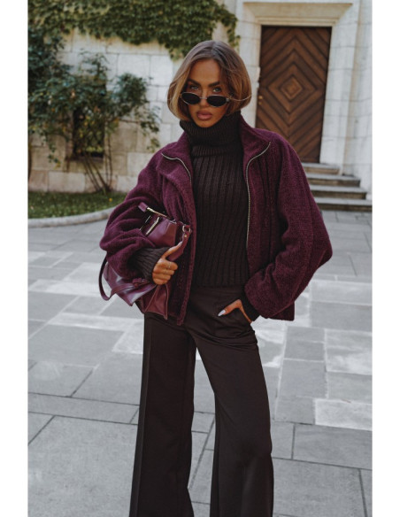 M885 Paltas trikotažinis švarkas - bordo spalvos