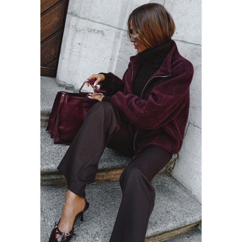 M885 Paltas trikotažinis švarkas - bordo spalvos 2