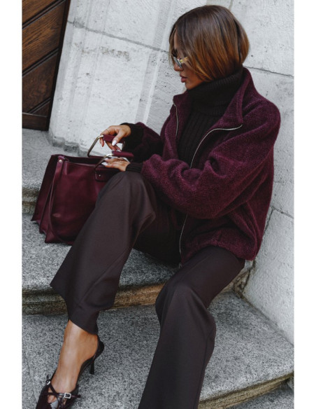 M885 Paltas trikotažinis švarkas - bordo spalvos