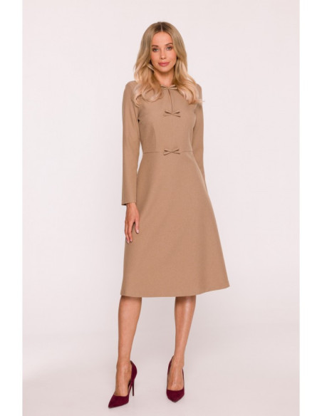 S413 Suknelė su lankeliais - smėlio spalvos