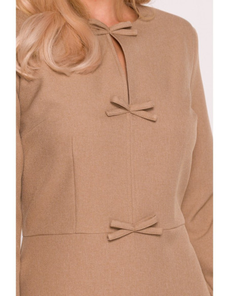 S413 Suknelė su lankeliais - smėlio spalvos