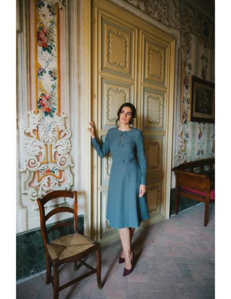 S413 Suknelė su lankeliais - pilka