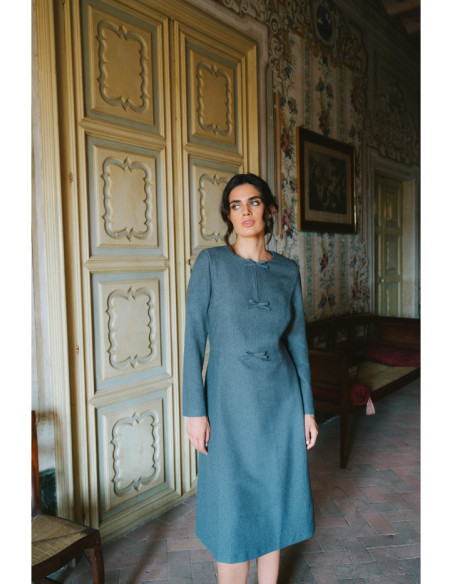 S413 Suknelė su lankeliais - pilka