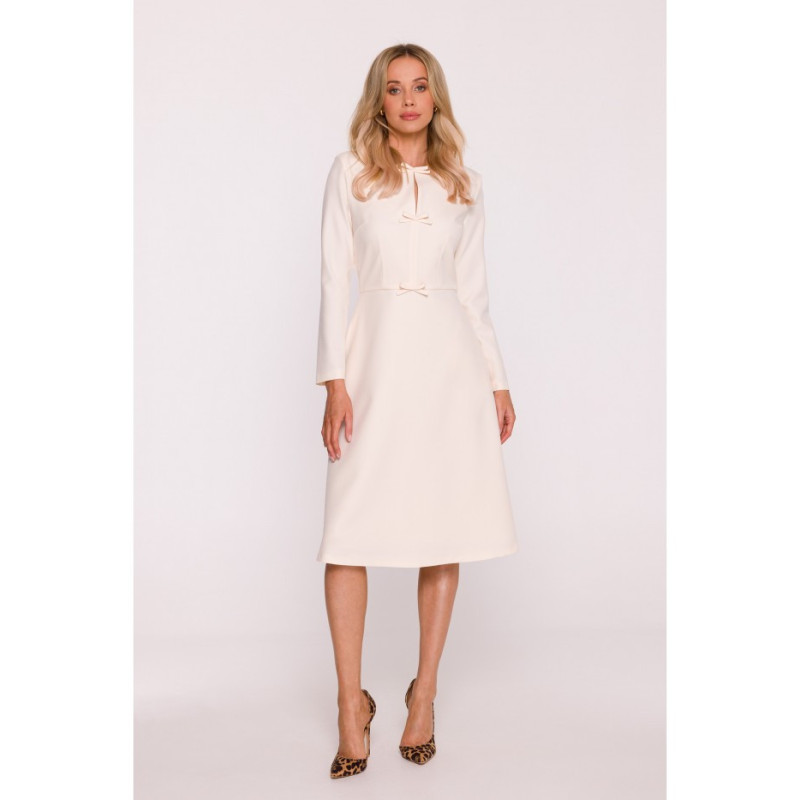 S414 Suknelė su lankeliais - dramblio kaulo spalvos