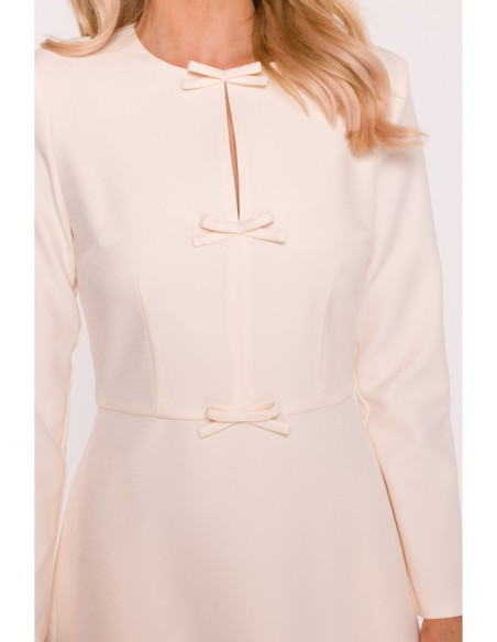 S414 Suknelė su lankeliais - dramblio kaulo spalvos