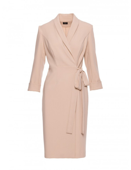 S415 Suknelė "Emery" su užrišamu liemeniu - smėlio spalvos