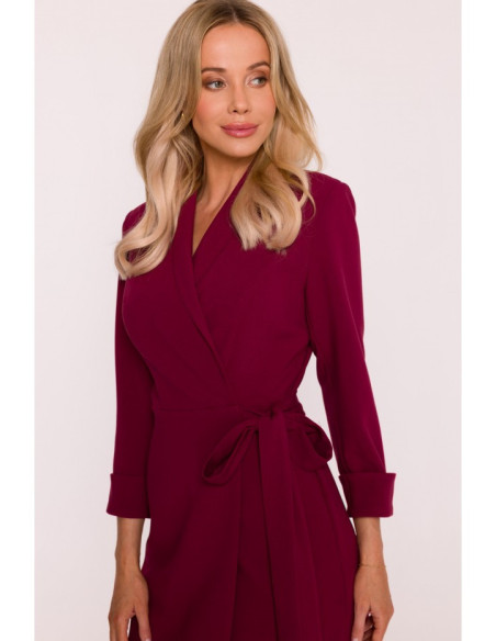 S415 Suknelė "Emery" su užrišamu liemeniu - bordo spalvos