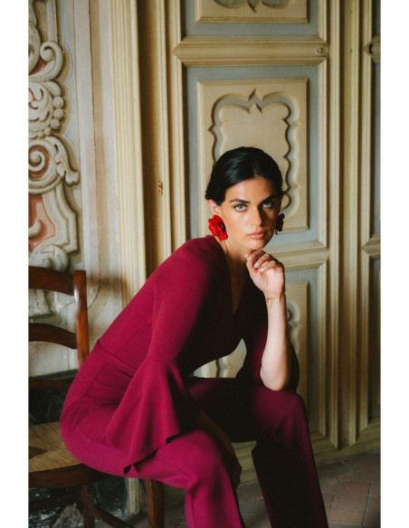 S416 Kombinezonas su raukiniais - bordo spalvos