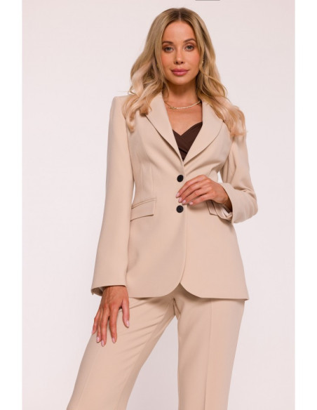 S417 Siauro kirpimo švarkas - smėlio spalvos