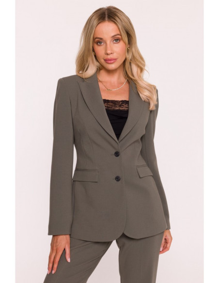 S417 Siauras švarkas - chaki spalvos