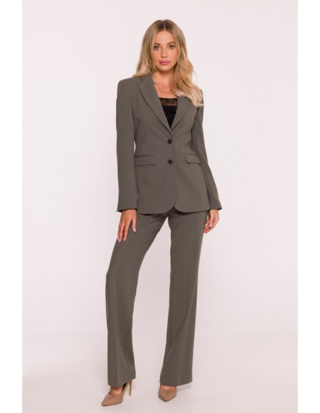 S417 Siauras švarkas - chaki spalvos