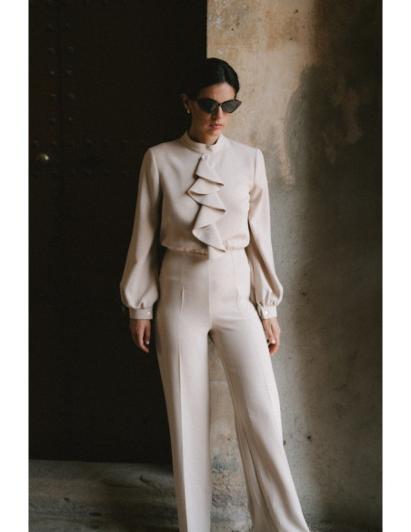 S420 Maudymosi kostiumėlis su švarku - smėlio spalvos