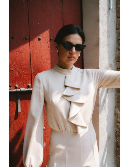 S420 Maudymosi kostiumėlis su švarku - smėlio spalvos