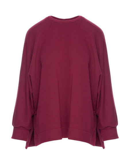 B306 Didelio dydžio palaidinė su skeltukais - bordo spalvos