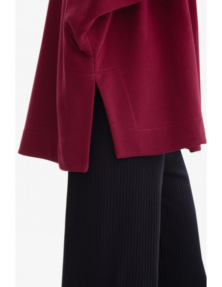 B306 Didelio dydžio palaidinė su skeltukais - bordo spalvos