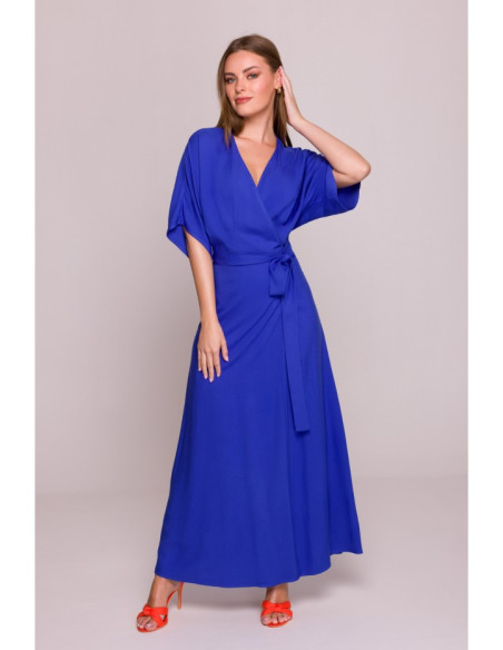 S406 Maksi suknelė iš viskozės - mėlyna